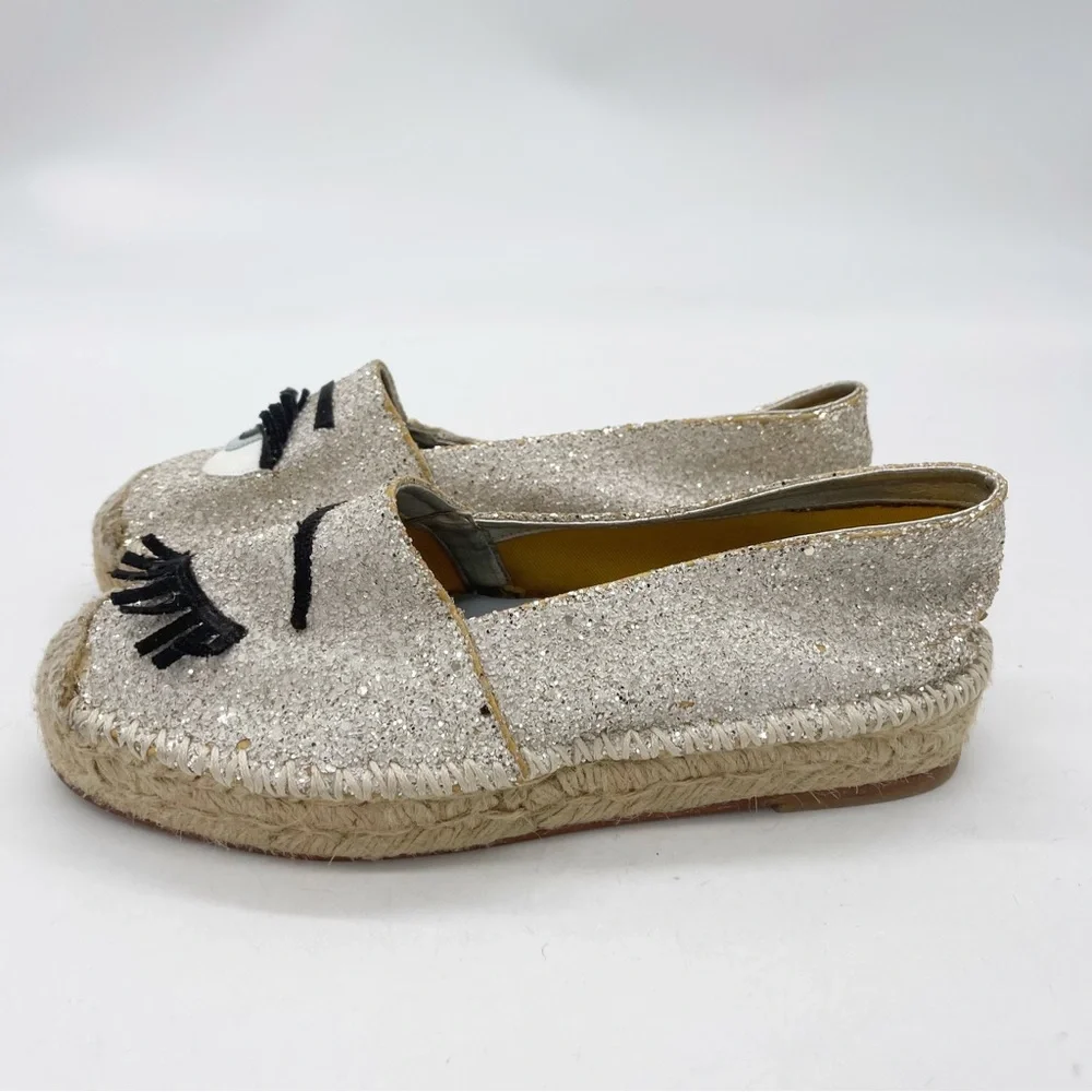 Chiara Ferragni Womens Flirting Glittered Espadrille Size 38 Slip-On Shoe